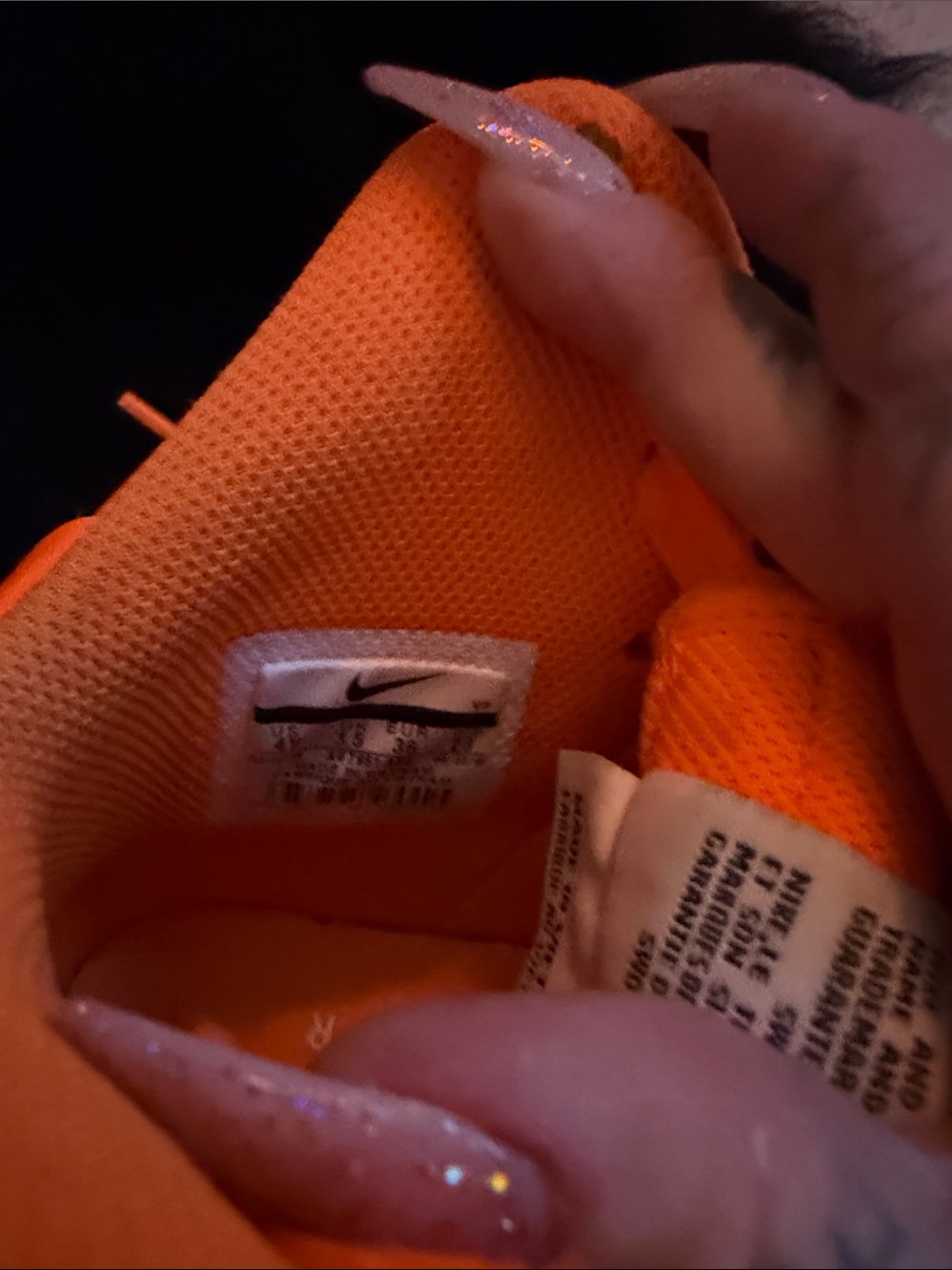 Nike Kids High-Top Sneakers in Bright Orange and White - Picture 3 of 4